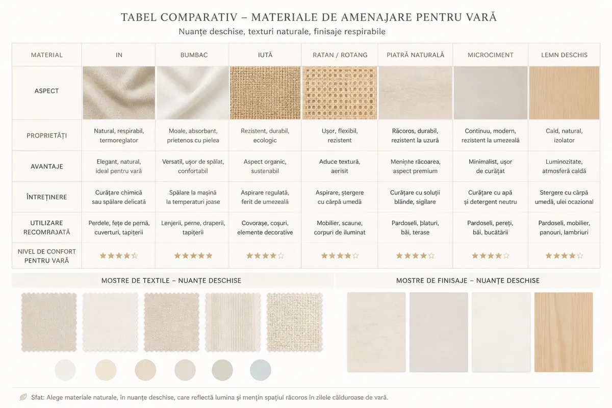 materiale amenajare vara interior