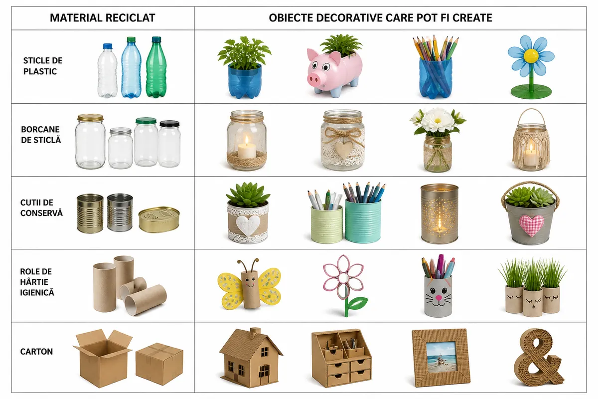 materiale reciclate transformate decoratiuni interioare DIY