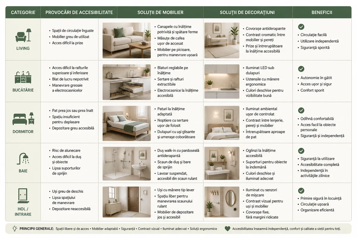 mobilier accesibil decorațiuni interioare dizabilități