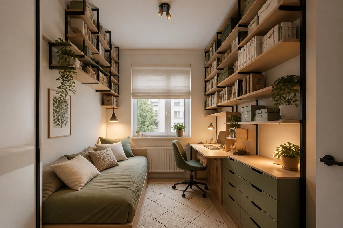 rafturi suspendate apartament mic organizare verticală