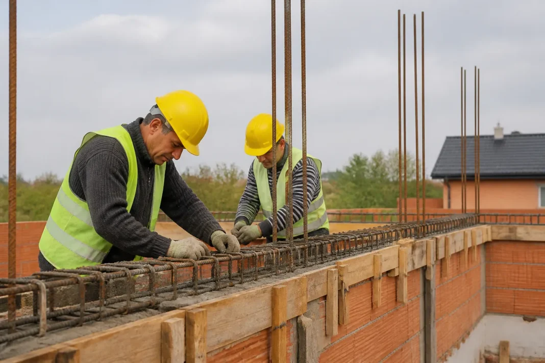 Centurile și stâlpișorii unei case din zidărie țin structura întreagă