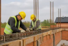 Centurile și stâlpișorii unei case din zidărie țin structura întreagă Centurile și stâlpișorii unei case din zidărie țin structura întreagă
