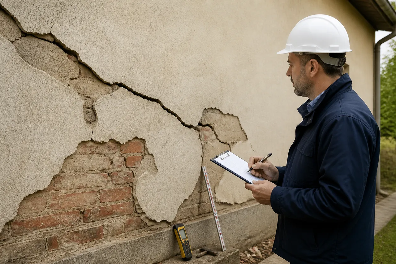 fisură structurală diagonală în zidărie