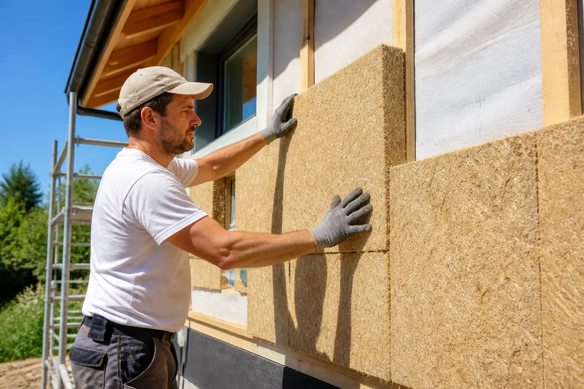 izolație ecologică montaj perete exterior casă