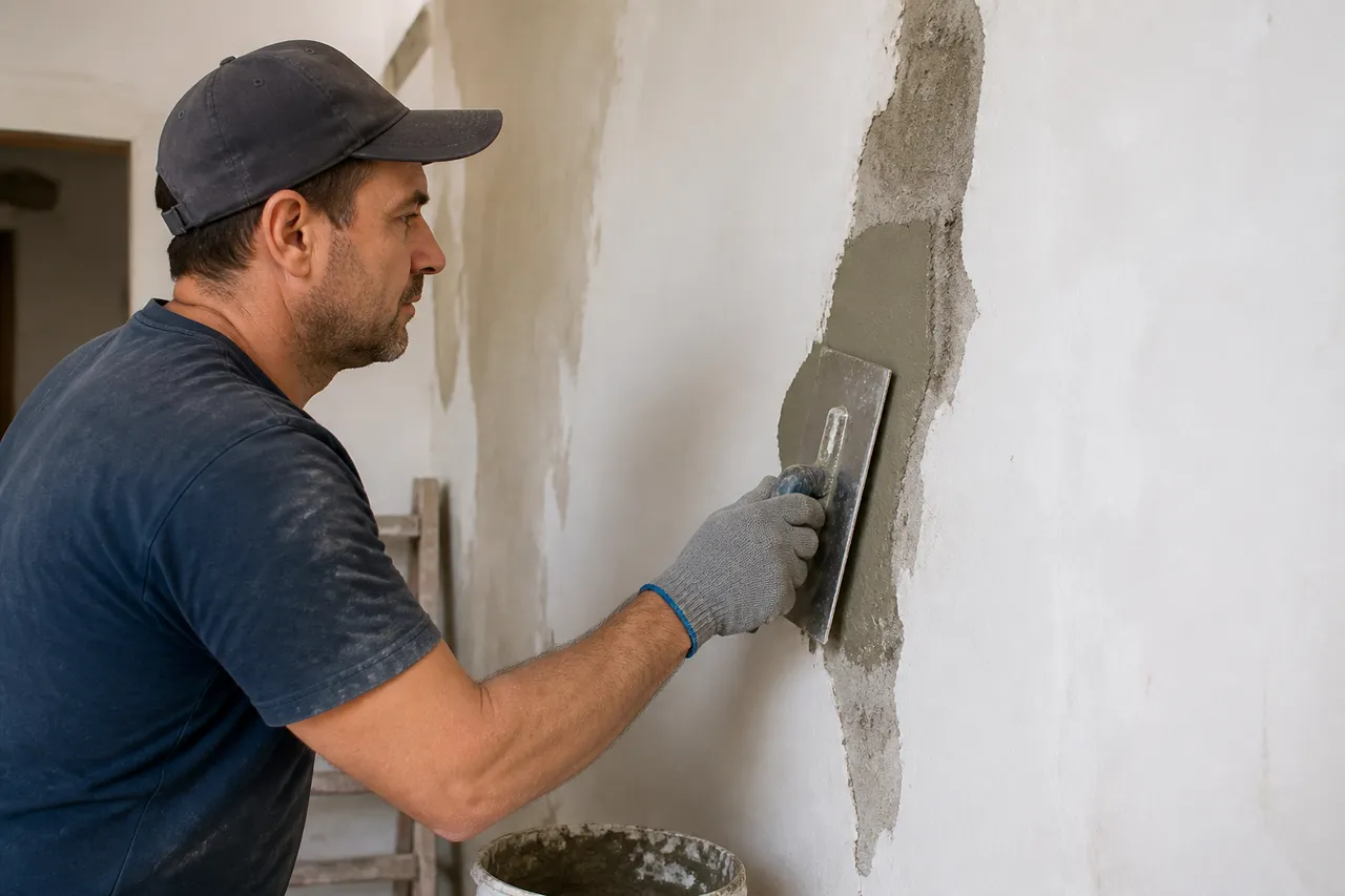 repararea unei fisuri în tencuială cu mortar