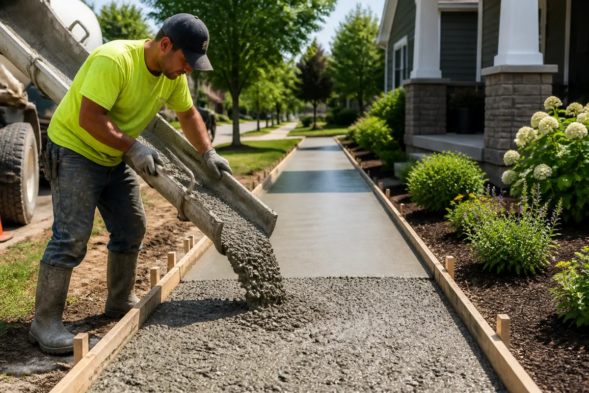 turnare beton alee rezidențială vară
