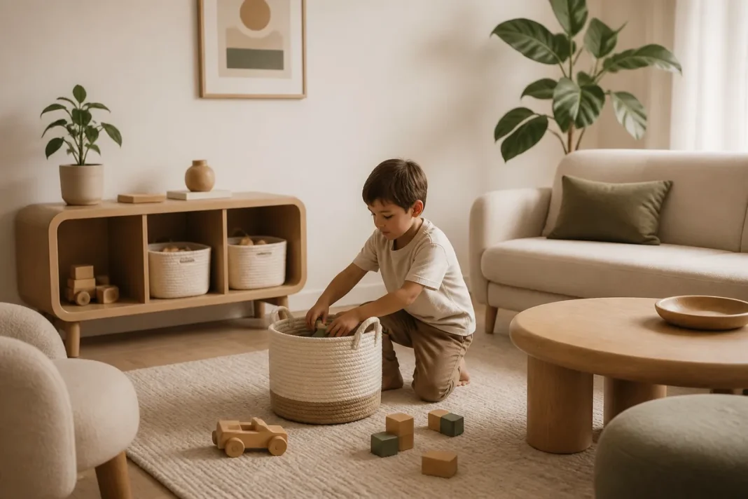 Decorul minimalist într-o casă cu copii rămâne aerisit și sigur