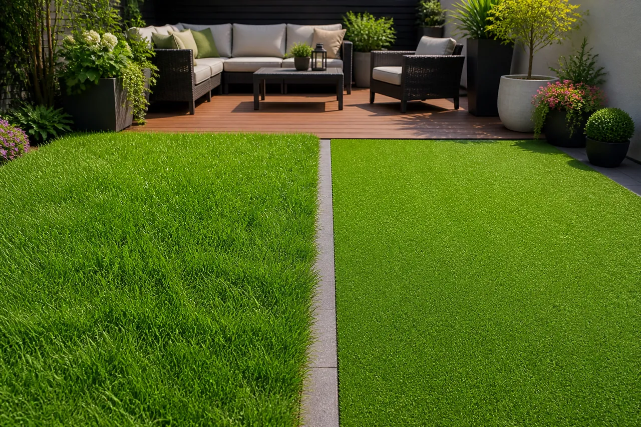 gazon natural și artificial comparație aspect curte