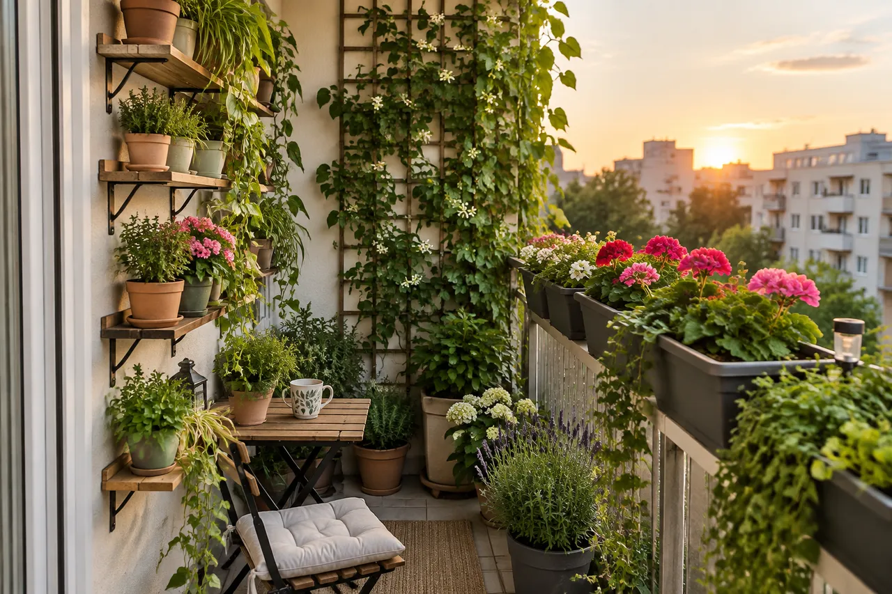 organizare verticală pentru grădină comestibilă pe balcon