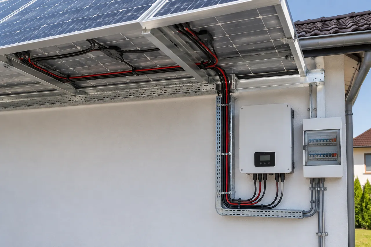 traseul cablurilor pentru instalația fotovoltaică