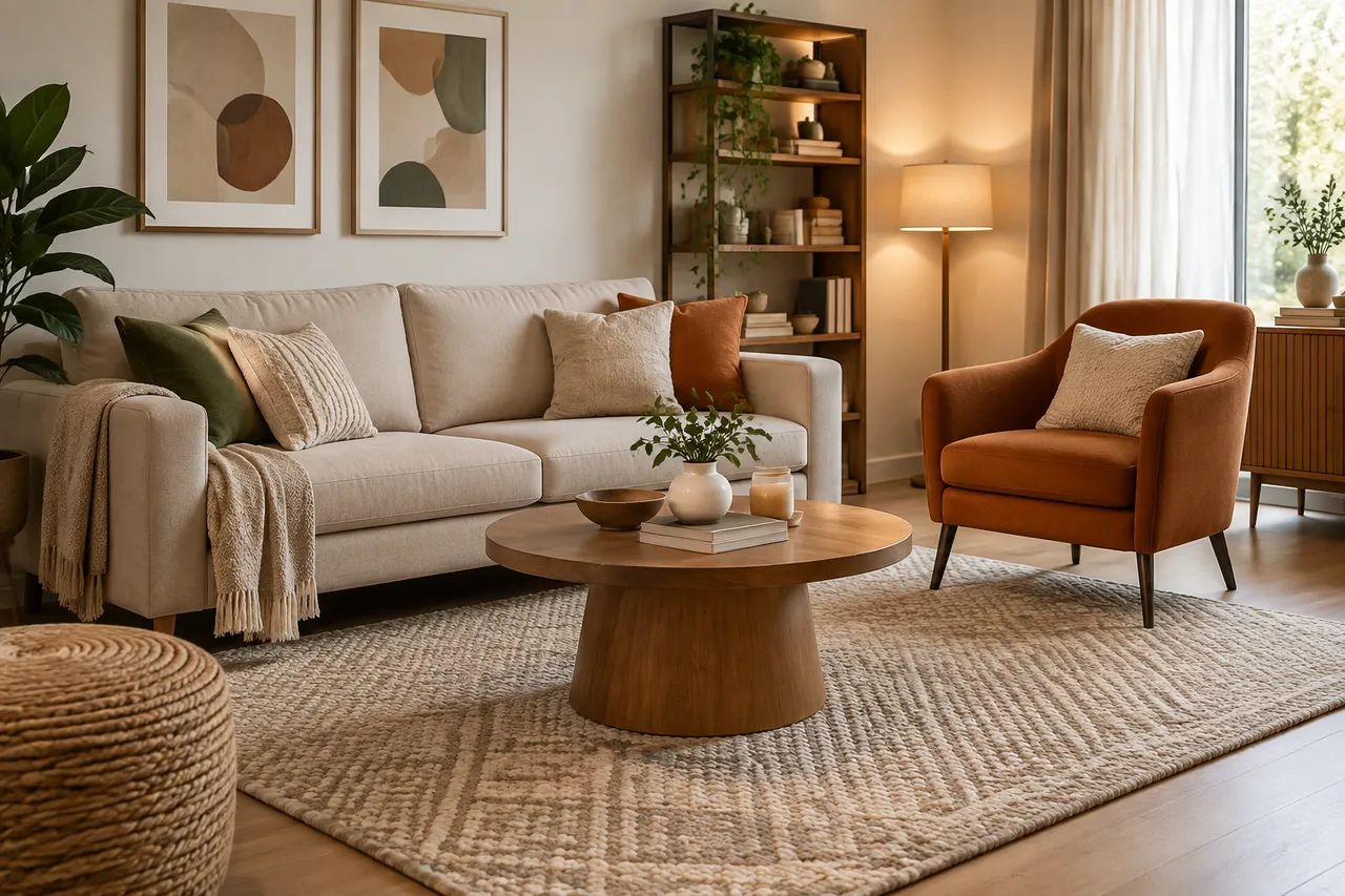 accente decorative pentru living echilibrat