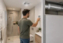Baia fără fereastră respiră corect printr-o ventilație bine dimensionată Baia fără fereastră respiră corect printr-o ventilație bine dimensionată