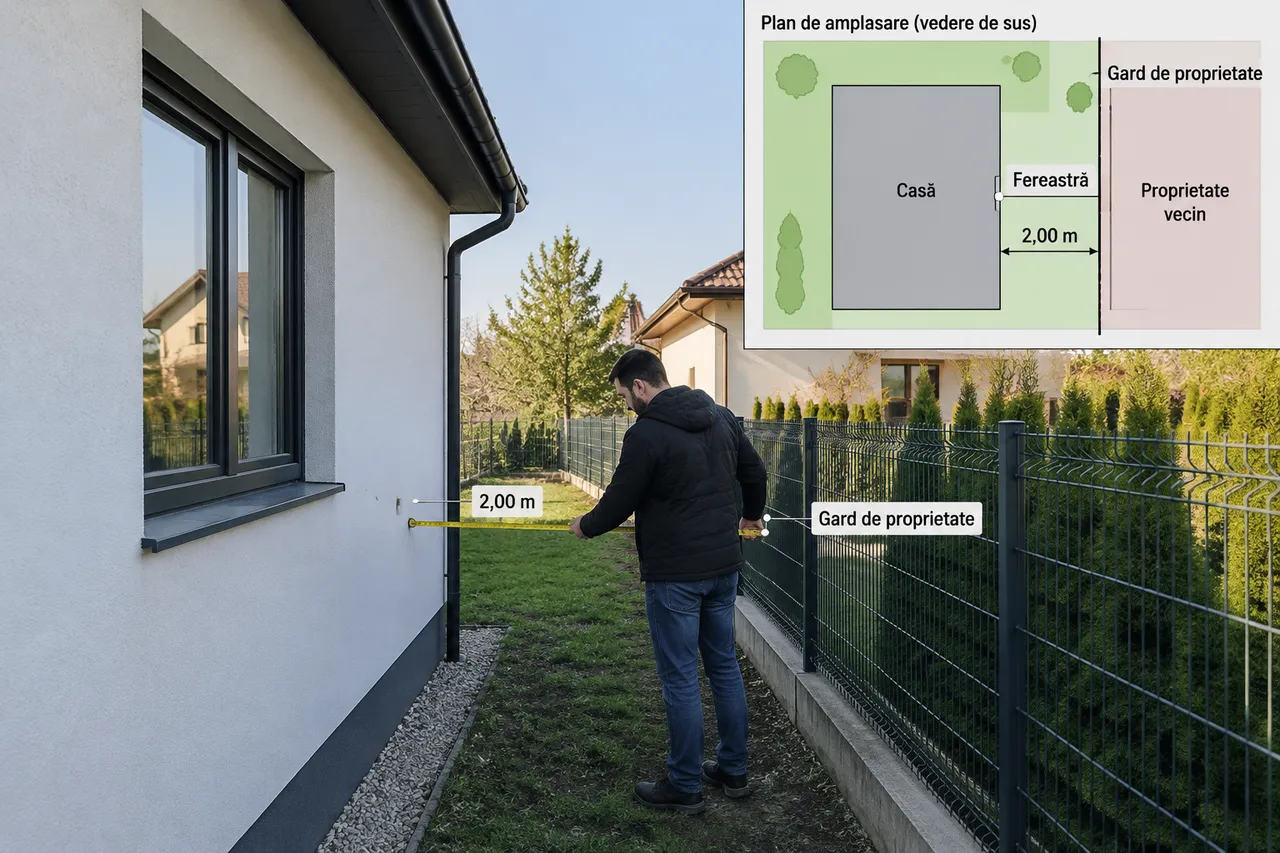 distanțe între construcție gard și hotarul cu vecinul