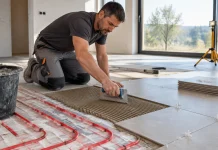 Pardoseala încălzită cu plăci ceramice începe de la șapa corect pregătită Pardoseala încălzită cu plăci ceramice începe de la șapa corect pregătită