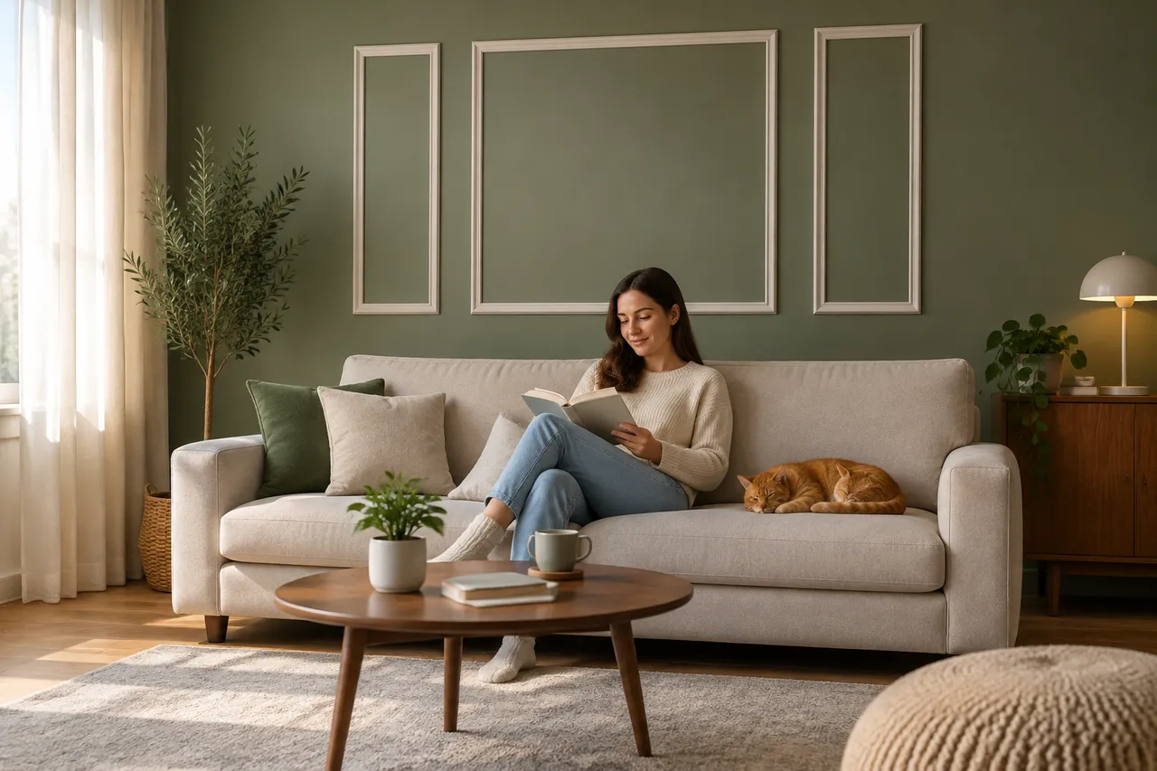 perete accentuat cu profile decorative fără aglomerare