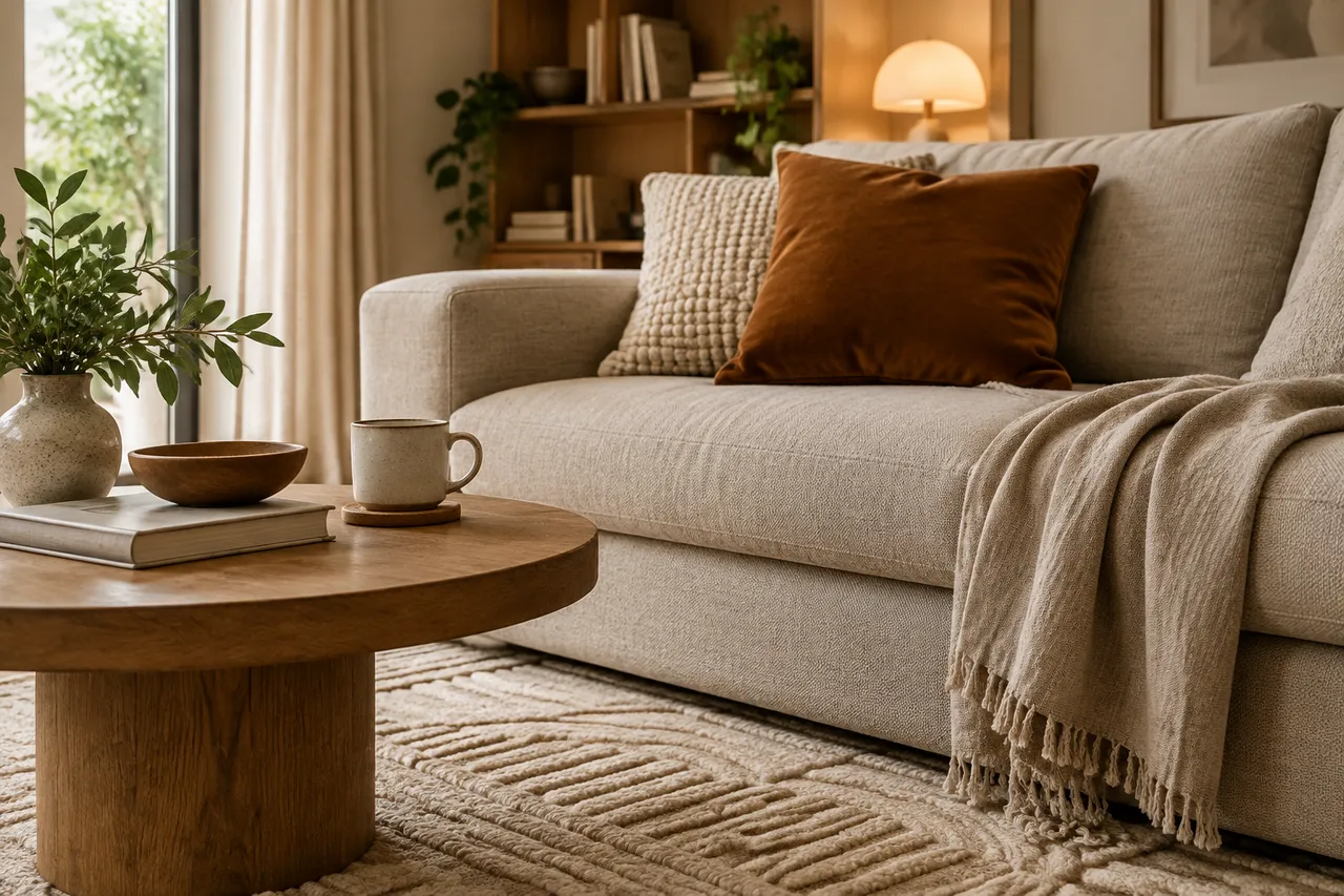 texturi armonizate în decorul livingului